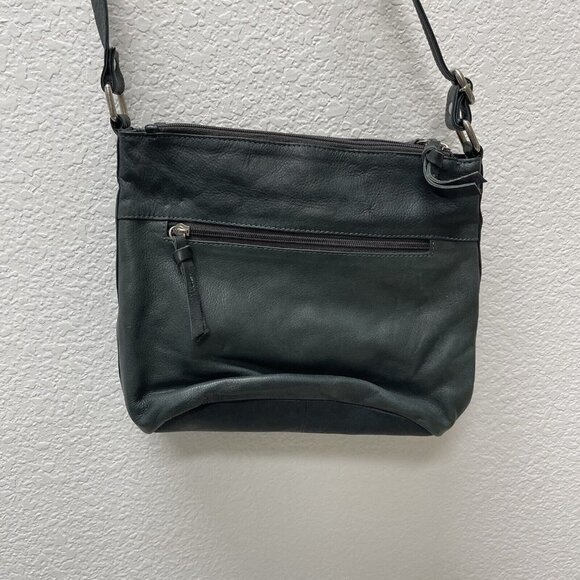 Great American Leatherworks Crossbody Purse Shoulder Bag Leather Dark Gray Green - Picture 2 of 12